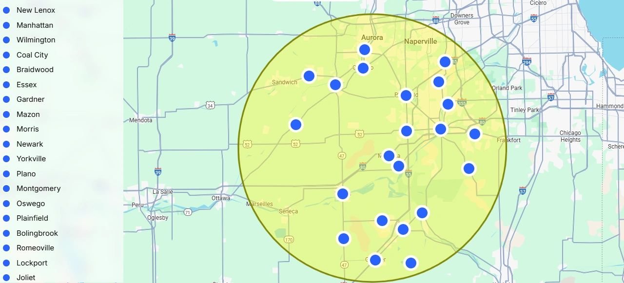 CRS Mechanical Illinois service area map